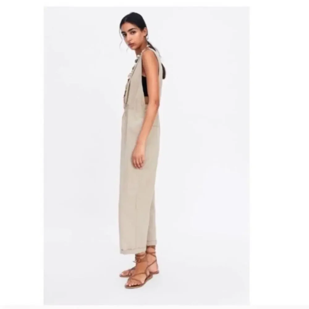 Zara Gathered Jumpsuit with Straps Size Small